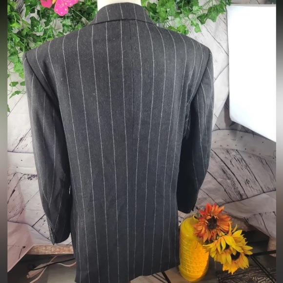 SANFORD BRYANT Wool Cashmere Designer Pinstriped Blazer, Union Made - Picture 4 of 9